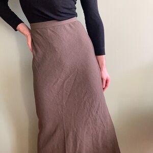 90s LONG FINE WOOL CREPE SKIRT